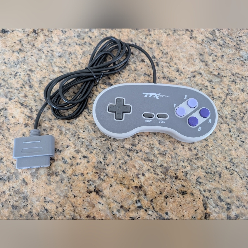 Super Nintendo Gray and Purple Gaming Controller